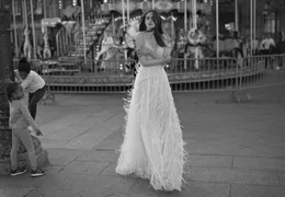 Sexy Backless Sequin Wedding boho wedding dress with