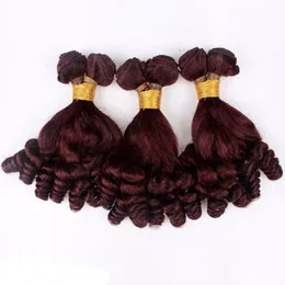 Peruvian Virgin Funmi Burgundy #99j Cheap Human Hair Weaves 8-30 inch Wine Red Romance Curls Hair Weft For Woman