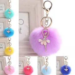 Gold Crytal Fair Ballet Keychain Carabin Ball Плюшевые игрушки Кольца для ключей Держатель Сумка Висит Модные подарки