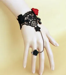 Hot New Korean Populär Black Lace Vin Red Rose Armband är en kedja av personlig mode klassisk delikat elegans