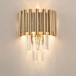 luxury gold wall lamp modern crystal sconce AC110V 240V Kristall-Wandleuchte living room bedroom LED lights LLFA