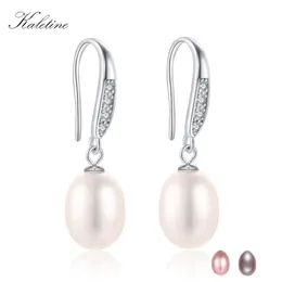 Kaletine Statement Earrings for Women Natural Pearl Drop Earring Clear CZ 925 Sterling Silver Pink Purple Pearl Jewelry