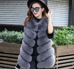 New Design Inverno Moda Mulheres Fur Vest Faux pele de raposa Coletes Mulher Brasão Falso Jacket Feminino Ladies Coats Tamanho S-4XL