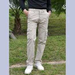 мужские хлопковые брюки с несколькими карманами прямые брюки-карго спортивные на открытом воздухе однотонные повседневные длинные брюки