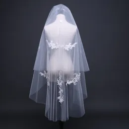 2018 Wedding veils 2 Layers Tulle with Applique Bridal veils with Comb New Arrival Free Shipping Wedding accessories