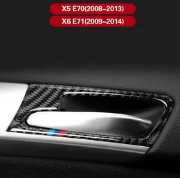 High quality ABS Carbon Fiber style Car internal door handle decoration frame sticker For BMW X5 E70 X6 E71 2008-2013