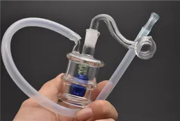 Mini Dab Oil Rigs Glas Bongs Vattenrör 10mm Joint med glasskål och silikonrör Inre Vortex Perc Glass Bongs