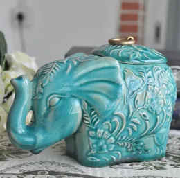 Ceramiczne Creative Elephant Candy Magazyn Butelki Herbaty Jars Home Decor Crafts Dekoracje Wazonowe Wazy Porcelanowe Prezenty Figurki