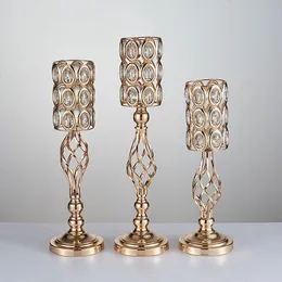 New Metal wedding props Golden Candle Holders Hollow Wedding Table Candelabra Centerpiece Flower Rack Road Lead Home Decor