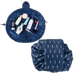 Färgdragning Kosmetisk väska Vattentät Solid Färg Mode Travel Folding Makeup Bags Drawstring Women Ladies Cosmetics Bag