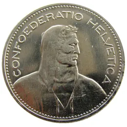 UNC 1948 Zwitserland (Confederatie) Zilver 5 Francs (5 Franken) Vernikkeld Messing Copy Coin diameter: 31.45mm