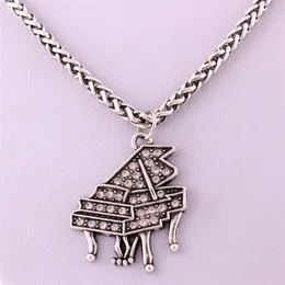 Hot Sell Pendant Necklace For Women Men High Taste Piano Design Charm With Crystals Wheat Link Chain Zinc Alloy Dropshipping