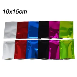 100 pieces lot 10*15cm Glossy Heat Sealable Aluminum Foil Open Top Packing Bag Dried Food Fruit Candy Vacuum Package Mylar Bags