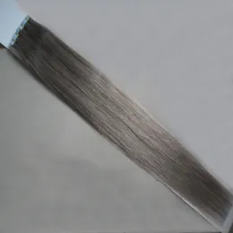 グレード8A APEの拡張機能灰色の40ピースの皮の緯度髪の伸びのストレートグレーのバージンの髪の目に見えないシームレスレミーテープ拡張