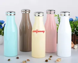 20pcs/lot 350/500ML Children Cute Milk Bottle Thermo Cup Portable Stainless Steel Vacuum Flask Thermos Coffee Mug F062103