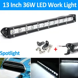 Pampsee 1pcs 13 Inch 36W 16200LM White LED Spot Work Light Bar Waterproof Offroad Car Driving Lamp for Auto Off Road Vehicle Worklight