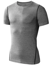 Nowa Moda Mężczyźni Sport Koszulki Krótki Rękaw Tshirt do Running Gym Training Wear Baselayer Fitness Tee Topy Kompresja T Shirt Men