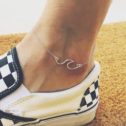 2018 Kobiety Fahion Link Chain Anklets Bransoletki Nożna Biżuteria Plaża Wave Bohomian Boso Sandały