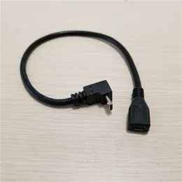 10pcs/lot micro USB b 5pin roud andwrite angle male to female extension data cable power cable blakc 25 cm