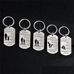 To My Dad To My Son Love Dad Love Mum Keychain Stainless Steel Tag Key Rings Holders Chain Fashion Accessories Gift