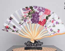 21cm Portable Japanese Style Satin Fabric Ladies Hand Held Folding FAN Crooked Bamboo Fan Party Favor LIN4190