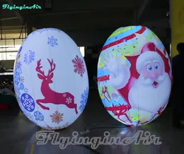 2m / 3m Niestandardowy Nadmuchiwany Santa Balloon Boże Narodzenie kolorowe jajka nadmuchiwany kubek ze światłem