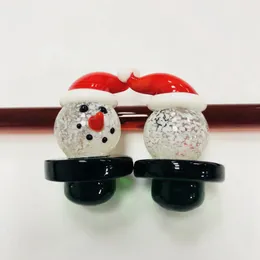 Hurtownie DHL Free Christmal Snowman Glass Carb Caps OD 25mm Kapelusz Dome dla Thermal P Quartz Banger Nails Tytoń Akcesoria do palenia DCC06