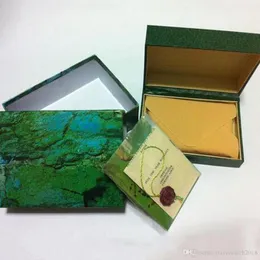 New watch Box Mens Womens Watch Boxes Inner Outer Womans Watches Boxes Men Wristwatch Green box booklet card