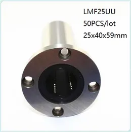 wholesale 50pcs/lot LMF25UU 25mm ball bushing flanged linear motion bearings 3d printer parts cnc router 25x40x59mm