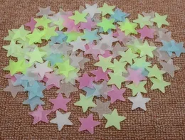 400sets 3cm Star Wall Stickers Stereo Plastic Fluorescent Paster Glowing In The Dark Decal For Baby Room