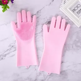 Magic Silicone Dish Rengöringshandskar Miljövänligt Skrubber Tvätt Multipurpose Glove Kök Badrum Verktyg Pet Care Grooming