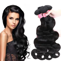 Partihandel Pris Billiga 8a Brasiliansk Virgin Hair 4 Bundlar Kroppsvåg Hårväft 100% Obehandlat Human Hair Weave Extensions Naturlig färg