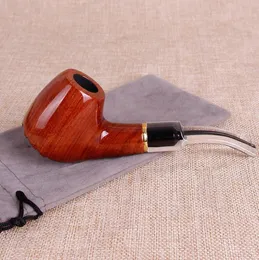 Old mahogany flat bottomed carved tobacco pipe, smoking set, curved new hammer, pipe, white tail, and mahogany pipe.