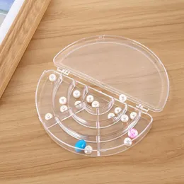Halvrund Clear Box Förvaring 10 Fack för DIY Organizer Nail Art Smycken Pärlor Bärbara Behållare Väskor ZA5687