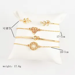 Open Adjustable Diamond Leaf Bowkot Bracelet Bangle Cuff Gold New jewelry women bracelets charm bracelet Drop Ship 320166