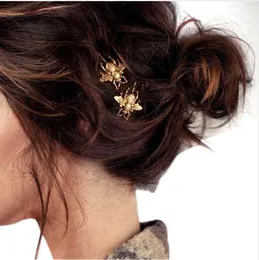 Moda donna 2 pezzi stile ragazza squisita oro ape forcina accessori per capelli con clip laterale