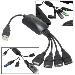 USB 2.0 till 4 Port Hub High Speed ​​480mbps USB Splitter kabeladapter för dator Laptop PC Notebook Good Quality Fast Ship