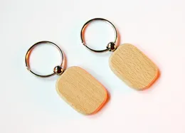 Wholesale NEW 50pcs Blank Rounded Rectangle Wooden Key Chain Promotion Carving Key ID Engrave Gift 1.6'' -Free Shipping