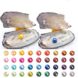Kostenloser Versand 2019 Perlenauster mit naturbelassener 6–7 mm runder, mehrfarbiger Süßwasser-Wunschperle, Vakuumverpackung für Partyspaß-Geschenke für Kinder