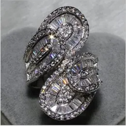 Majestätisk sensation domstol stil 925 sterling silver fina brudringar diamant cz engagemang bröllop band ring för kvinnor män