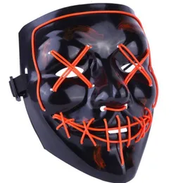 Hot LED Light Mask Up Funny Mask from The Purge Election Year Great for Festival Cosplay Halloween Costume 2018 New Year Cosplay DHL Free