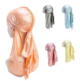 Fashion Men's Sparkly Silk Durags Bandana Headwear Shiny Men Durag Wigs Turban Du-Rag Headband Pirate Hat Hair Accessories