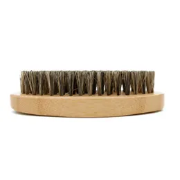 New Boar Hair Bristle Beard Mustache Brush Military Hard Round Wood Handle Anti-static Peach Comb for Men LX2283