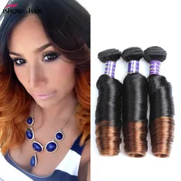 Ishow Hair T1B / 4/27 Tone Ombre Malezyjski Dokładności Kręcone Włosy 3 Zundce 12-24 cal Brazylijski Indian Peruvia Ludzkie Przedłużanie Włosów Darmowa Wysyłka