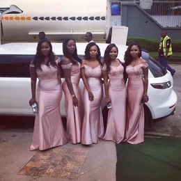 New Design Pink African Nigerian Off Shoulder Lace Mermaid Bridesmaid Maid Of Honor Dresses Formal Gowns Custom Cheap