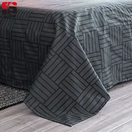 Sookie Bed Sheet Geometrisk Stripe Plaid Printing Flat Sheet Fashion Bed Madrass Omslag King Queen Twin Size Spread för Home