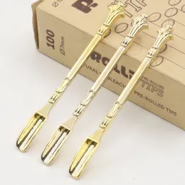 Fabrikspris Golden Metal Spoon Användning för Mini Sniffer Snörter Hoover Hooteer Snuff Snarepulver Spoon Rökning Tillbehör Gratis frakt