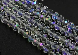 500 Teile/los Weiß AB Facettierte Glas Kristall Rondelle Spacer Perlen charms Für Schmuck Machen 4mm 6mm 8mm