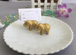 100st guld lycklig elefant plats korthållare / fotohållare bröllopsbrud duschfavoriter och presentfri frakt