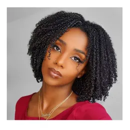 Ny Fashion Short Bob Kinky Curly Wig Brazilian Hair African Ameri Simulation Human Hair Kinky Curly Wig I lager